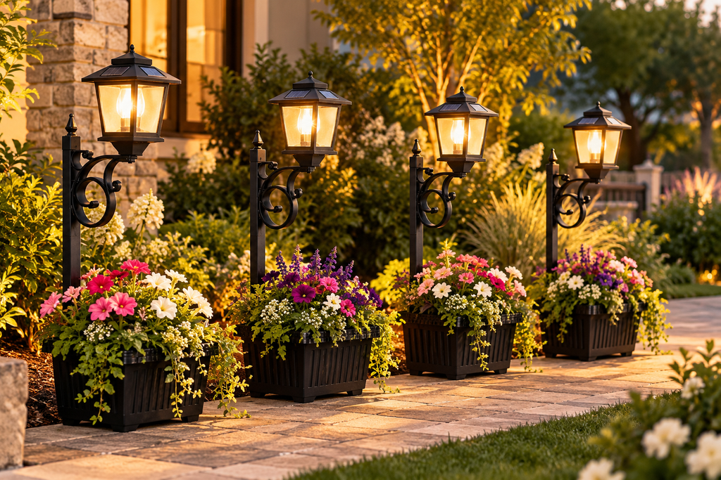 Solar Lamp Post with Planter