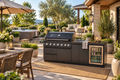 6-Burner Outdoor Kitchen Island with Wine Cooler, Sink & Rotisserie – Black