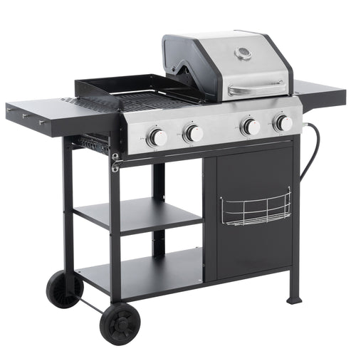 2+2 Gas Grill & Griddle Combo with Pizza Pan