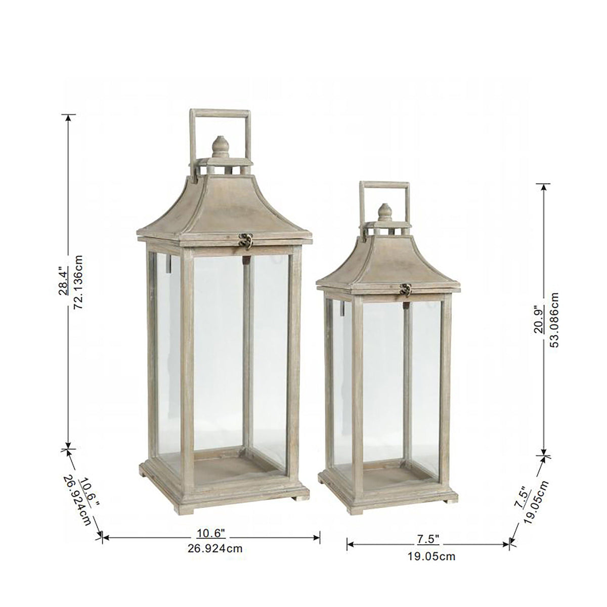 Ivory wood candle lantern set - product view 4