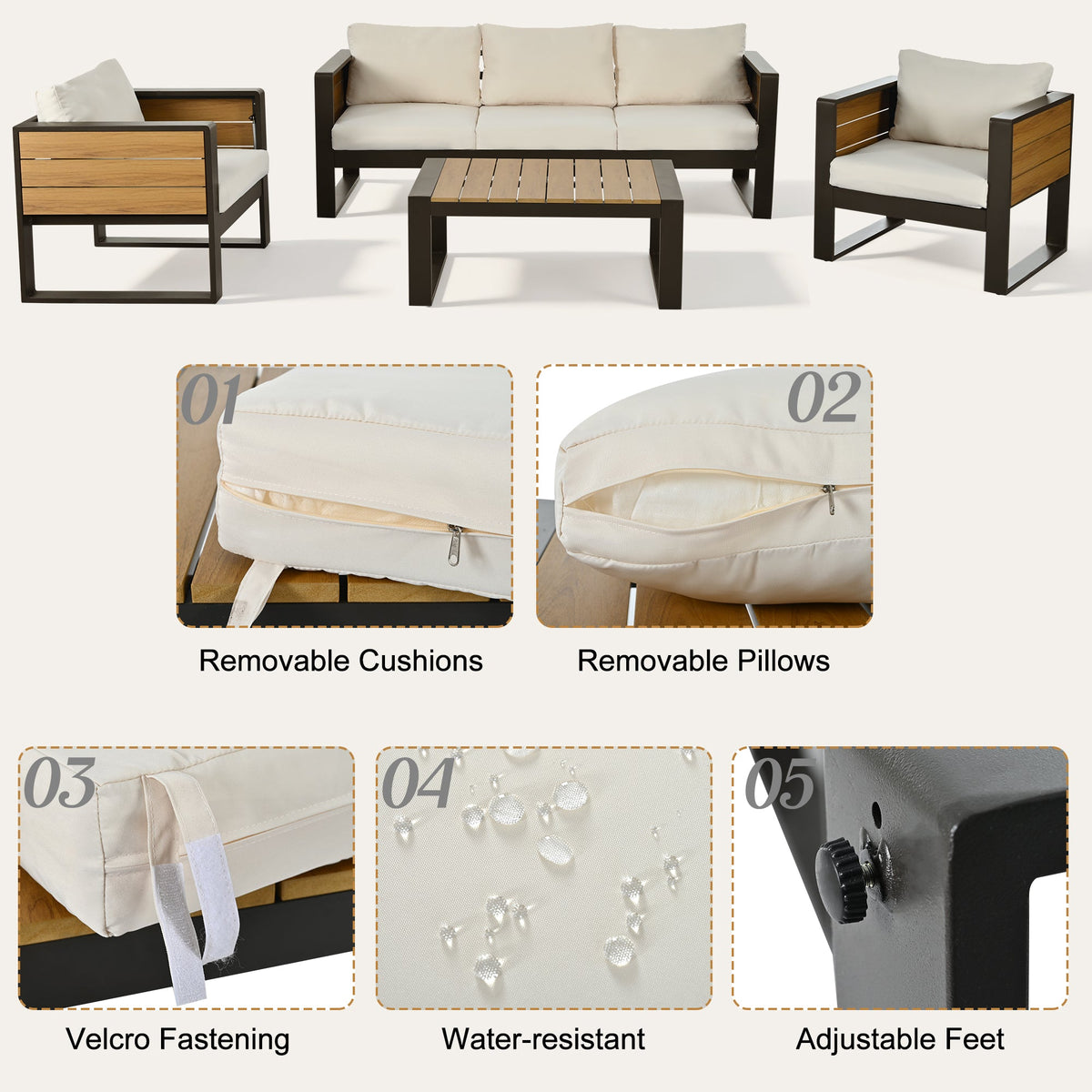 4-Piece Aluminum Outdoor Conversation Set