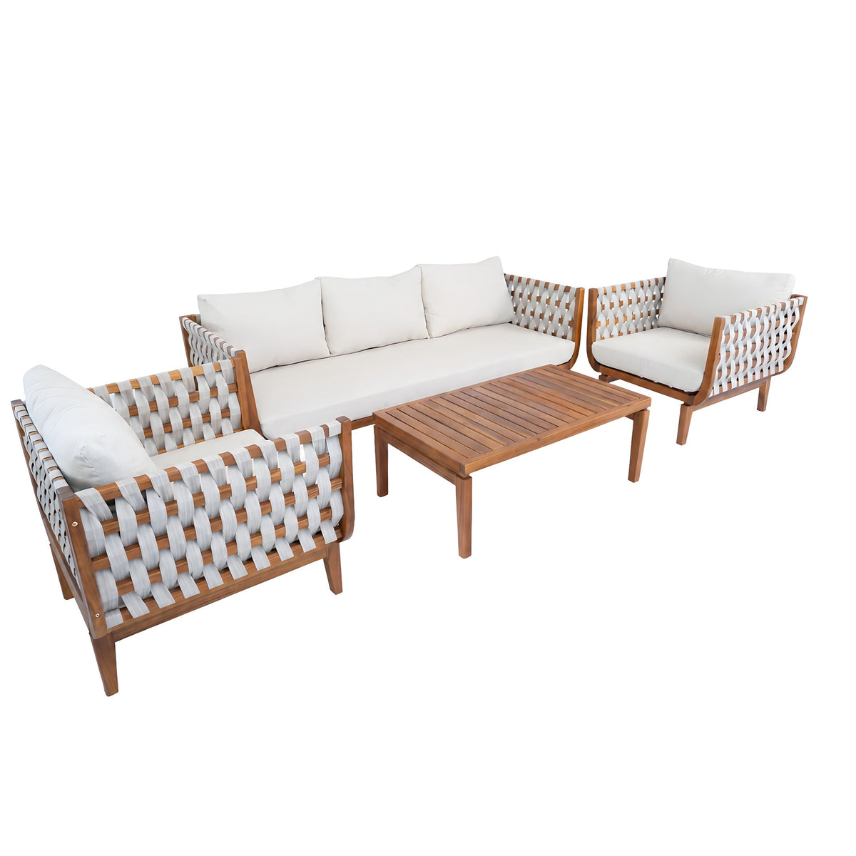 4-Piece Acacia Wood & Rope Patio Set