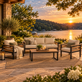 4-Piece Acacia Wood Sofa Set for Five
