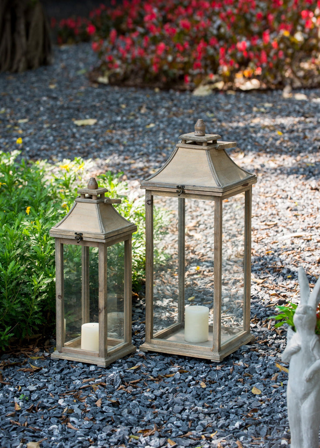 Ivory wood candle lantern set - product view 3