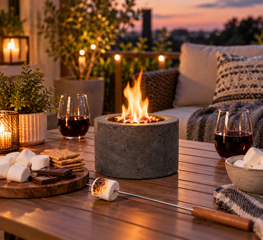 Classic Cylinder Tabletop Concrete Fire Pit