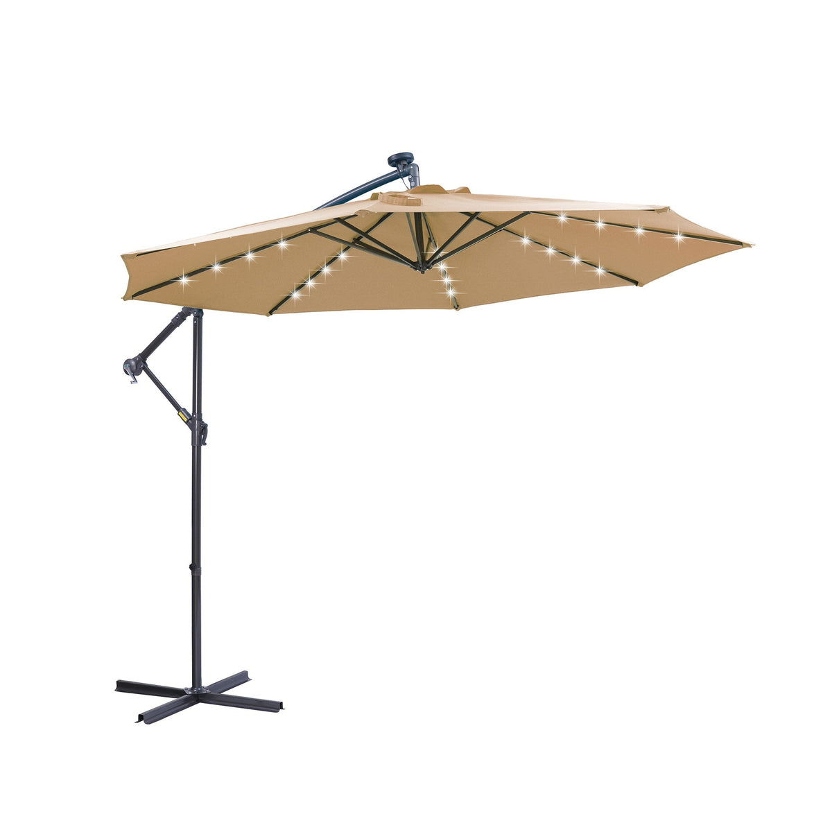 10' Cantilever Patio Umbrella with 32 Solar LED Lights