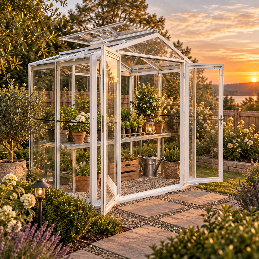 Sago 5’ × 8’ Glass Greenhouse