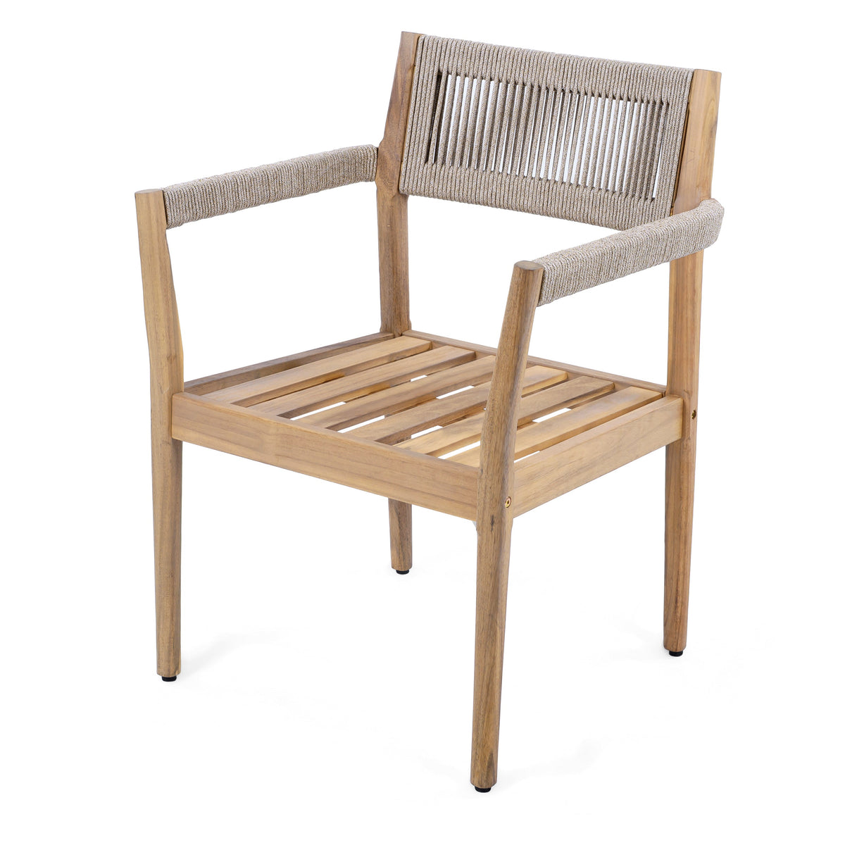 Acacia & Woven Rope Outdoor Dining Chairs – Set of 2