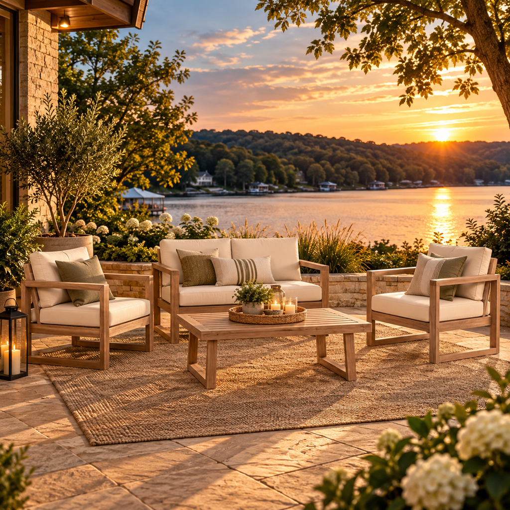 4-Piece Acacia Wood Outdoor Conversation Set