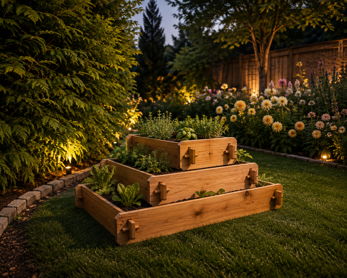 3-Tier Pyramid Cedar Raised Garden Bed