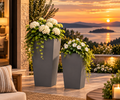 Modern Tall Outdoor Planters — Set of 2 — Gray
