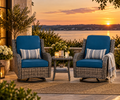 3-Piece All-Weather Wicker Swivel Chair Set