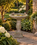 Concrete Antique Bird Bath Ornate Pedestal 23 Inch