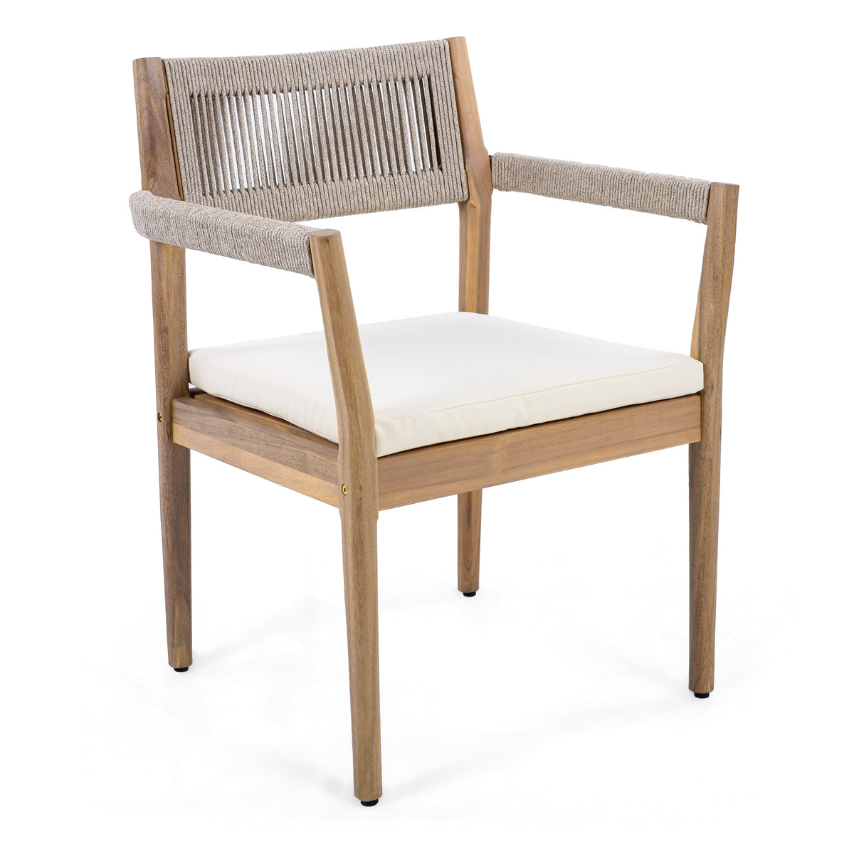 Acacia & Woven Rope Outdoor Dining Chairs – Set of 2