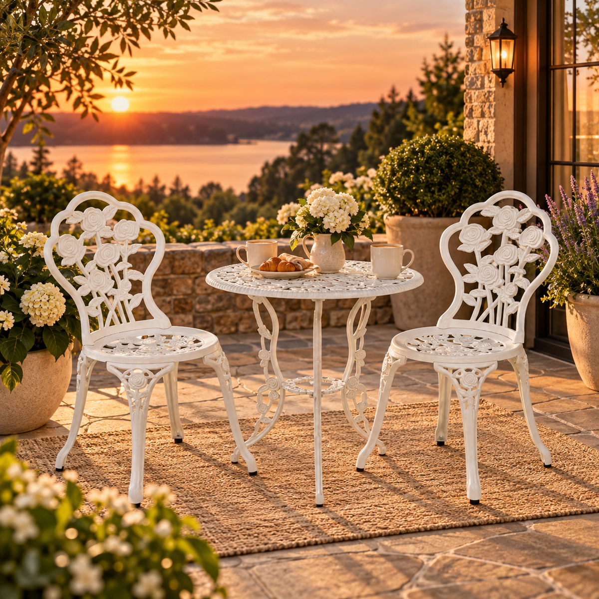 Rose Cast Aluminum Outdoor Bistro Set