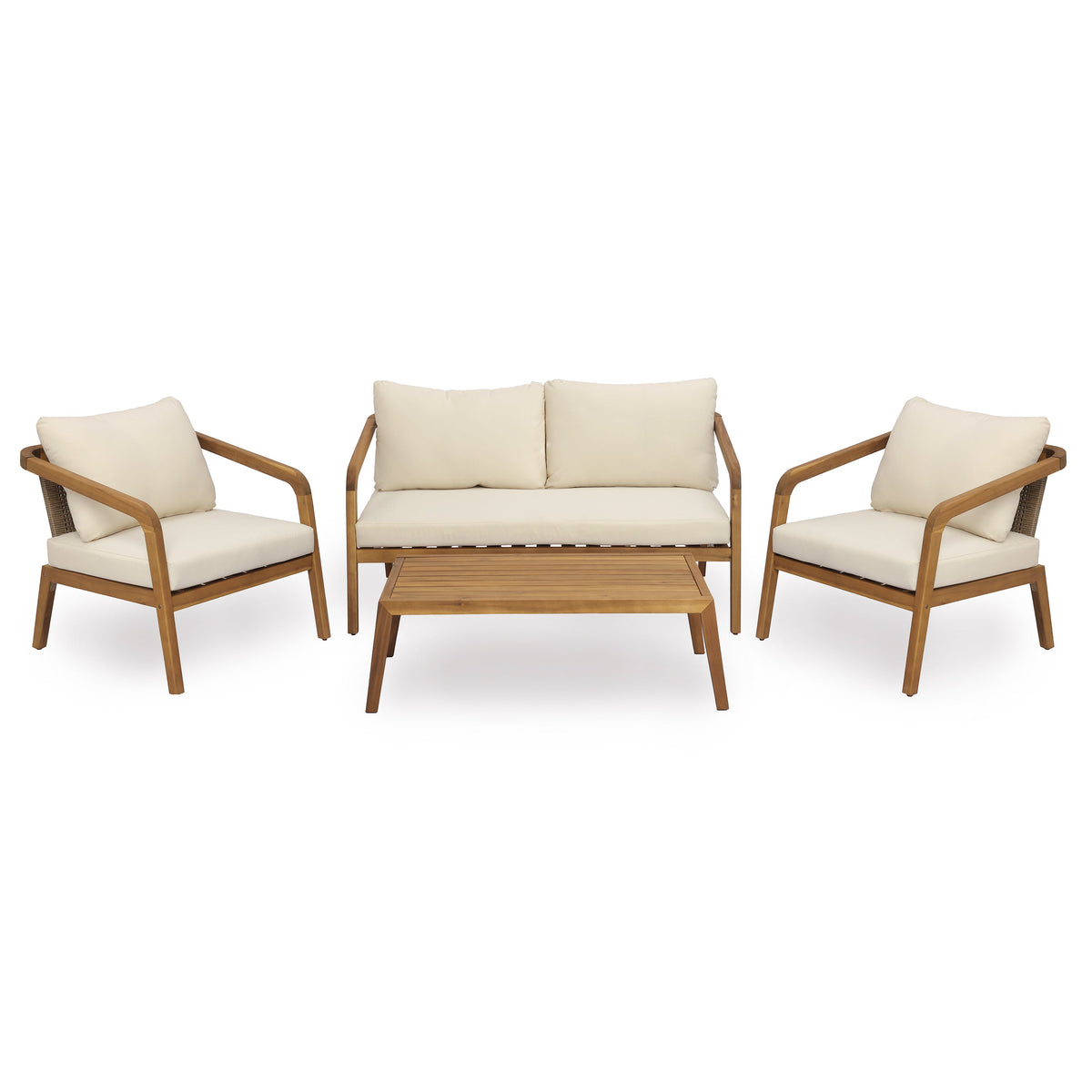 4-Piece Acacia Wood & Wicker Patio Set
