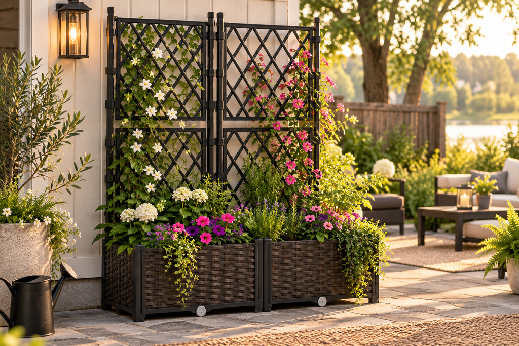 Self-Watering Raised Garden Bed with Trellis