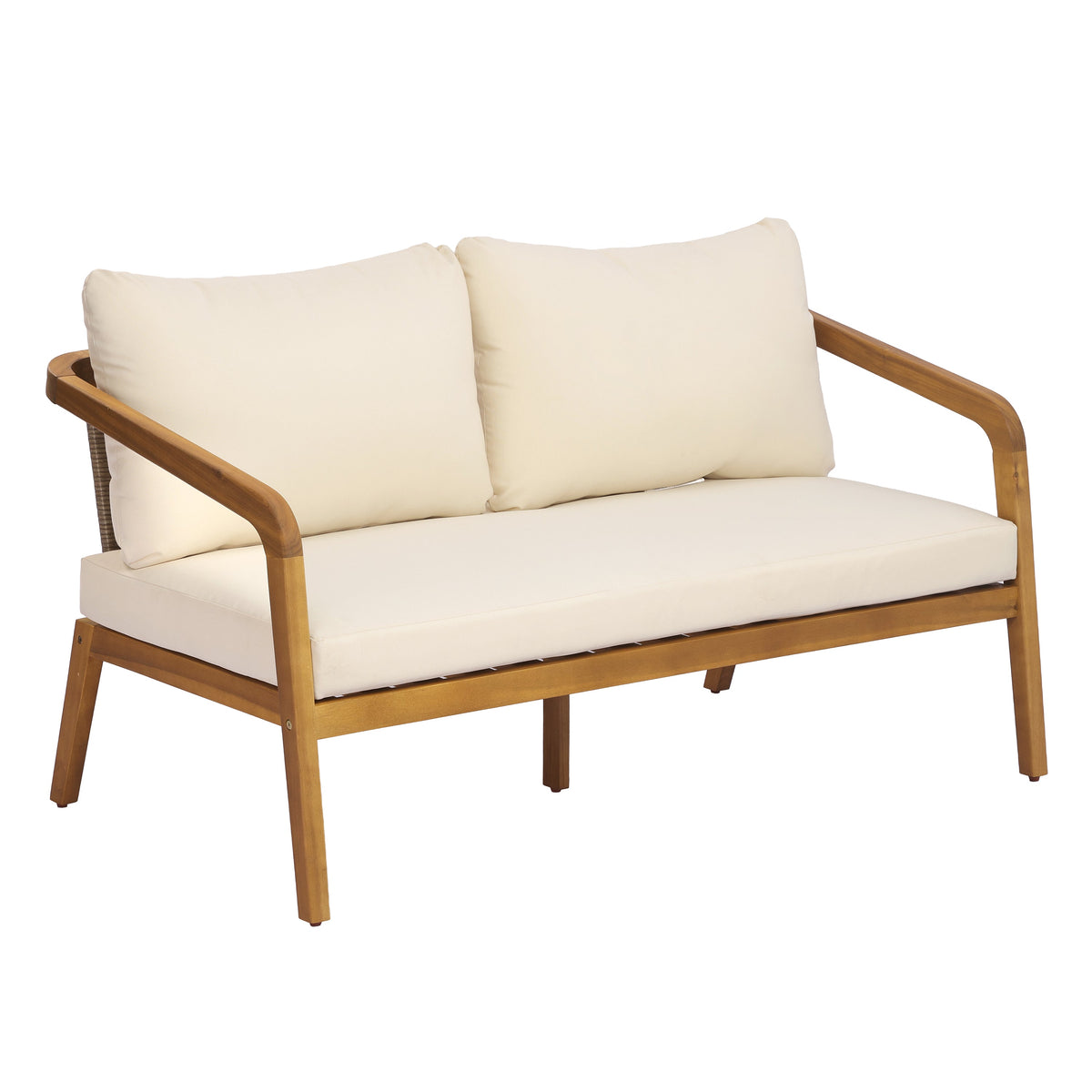 4-Piece Acacia Wood & Wicker Patio Set