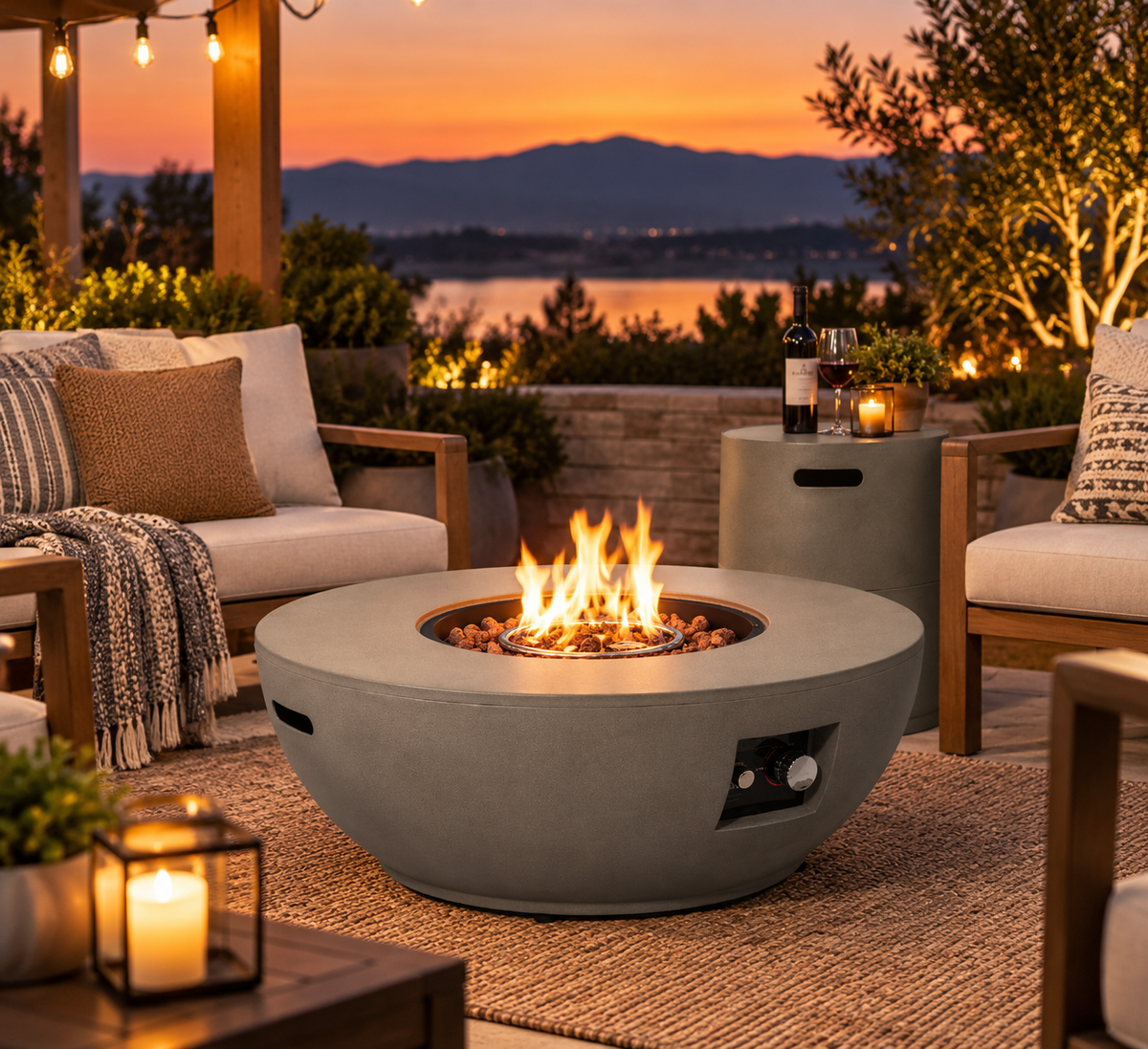 36-Inch Propane Gas Fire Pit Table – Grey Steel