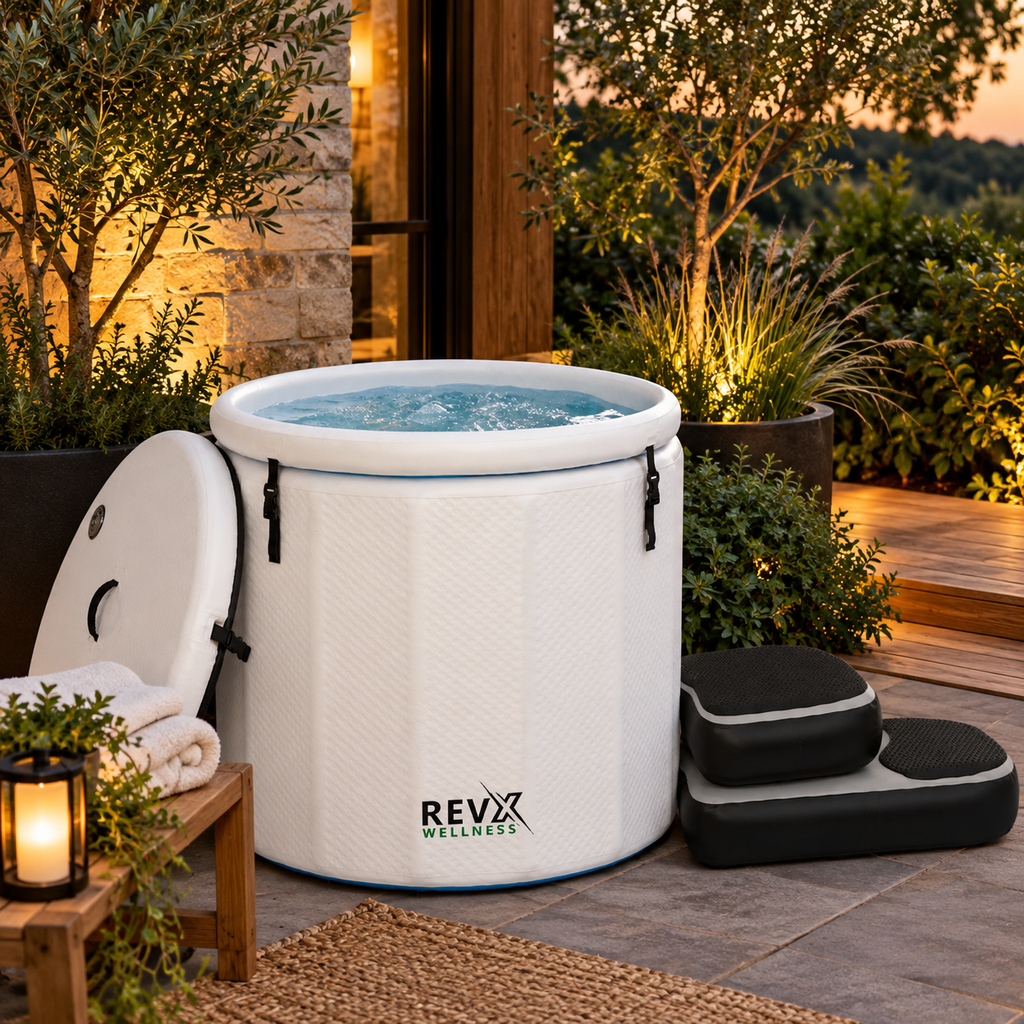 RevX Inflatable Cold Plunge Barrel with Steps