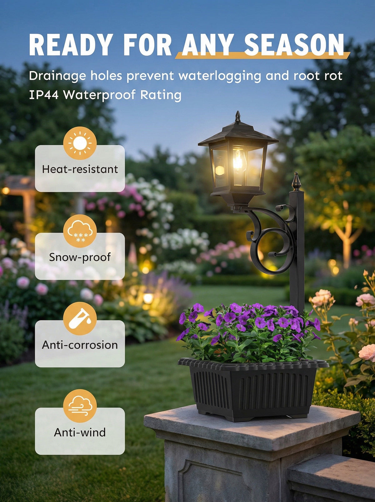 Solar Lamp Post with Planter