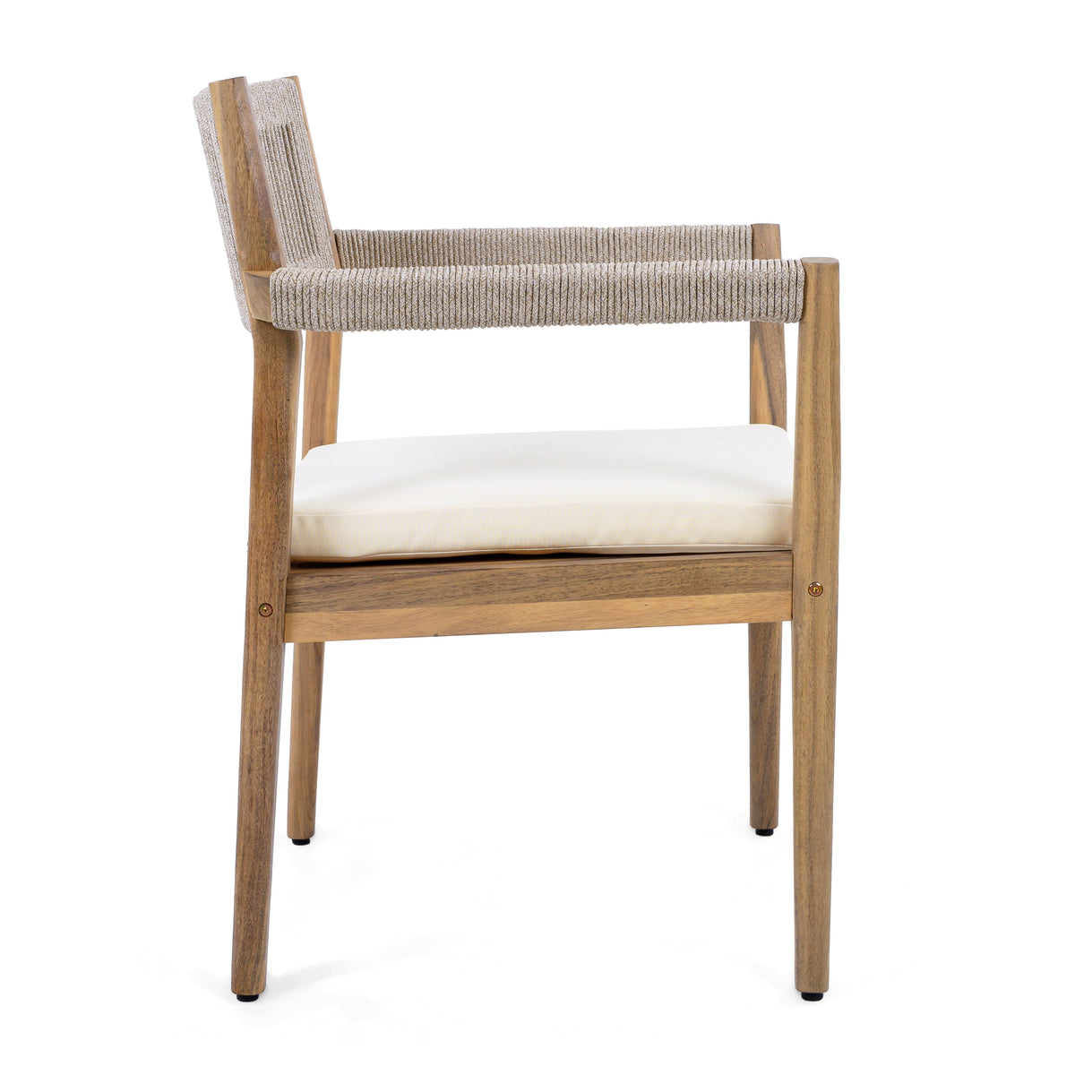 Acacia & Woven Rope Outdoor Dining Chairs – Set of 2