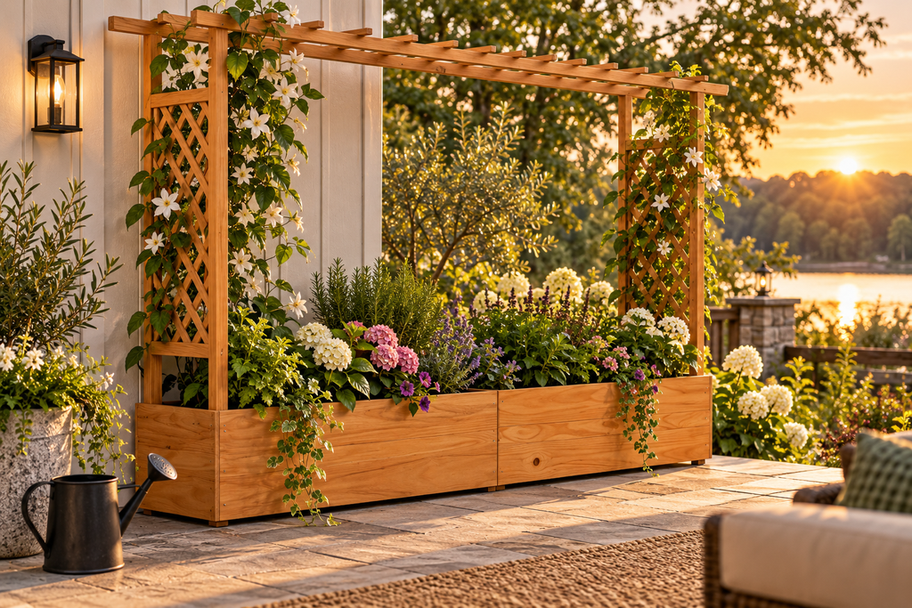 Raised Garden Bed Planter with Trellis