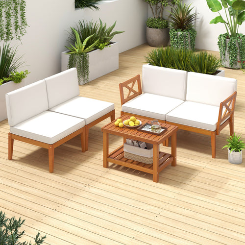 5-Piece Acacia Wood Outdoor Sectional Set
