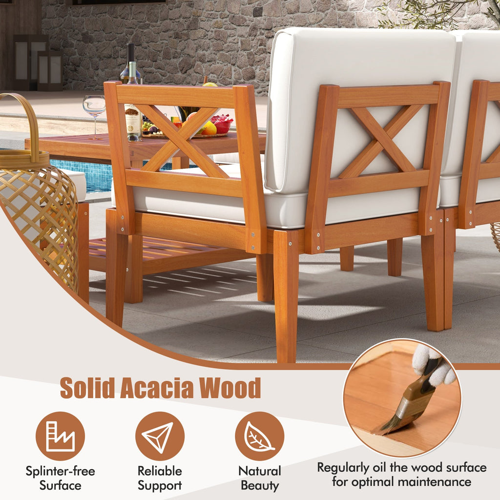 5-Piece Acacia Wood Outdoor Sectional Set
