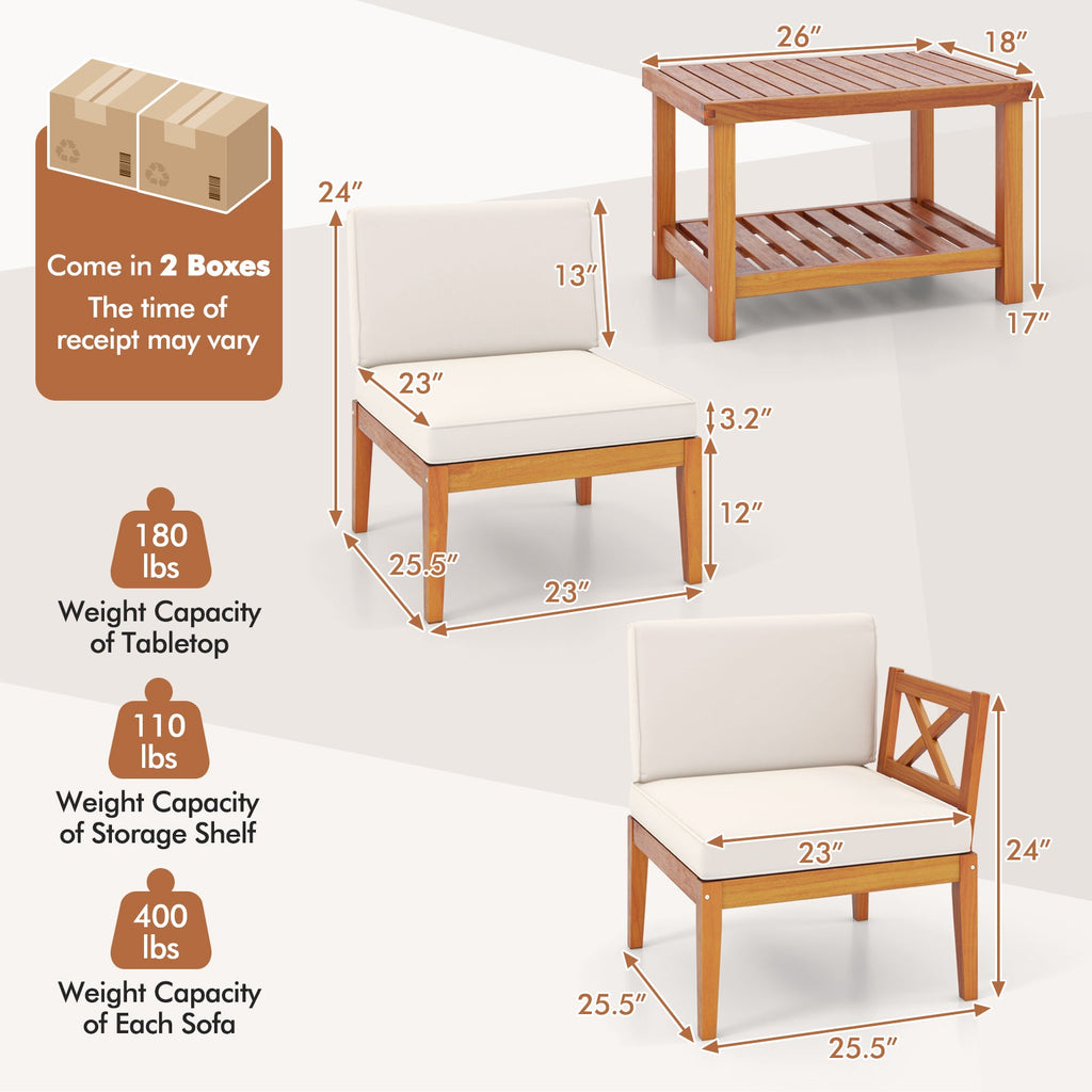 5-Piece Acacia Wood Outdoor Sectional Set