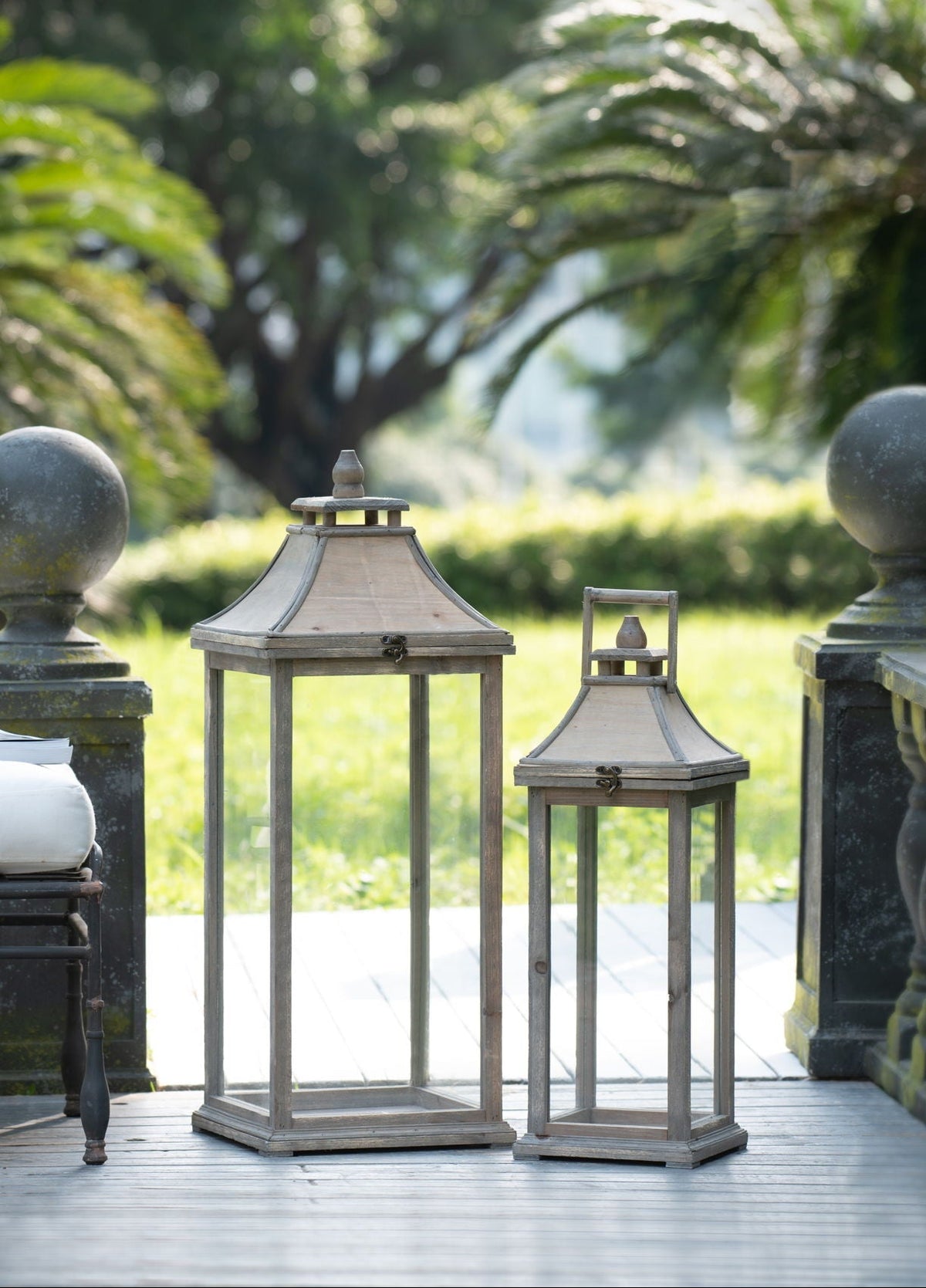 Ivory wood candle lantern set - product view 2