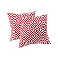 Red Geometric Outdoor Throw Pillows – Set of 2, 18"