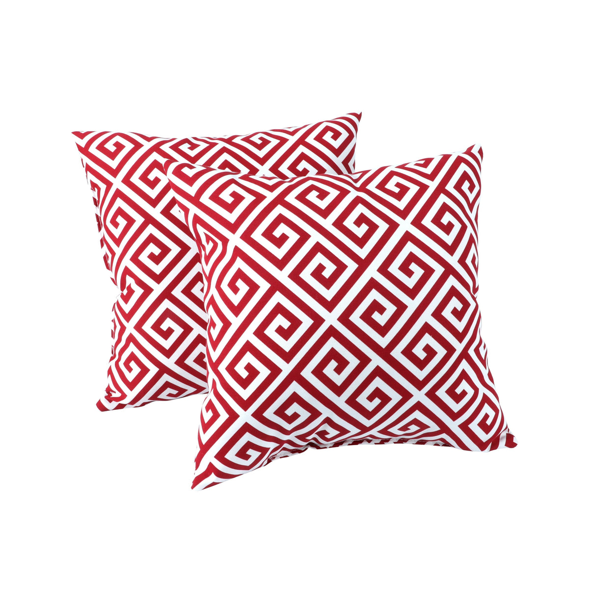 Red Geometric Outdoor Throw Pillows – Set of 2, 18"
