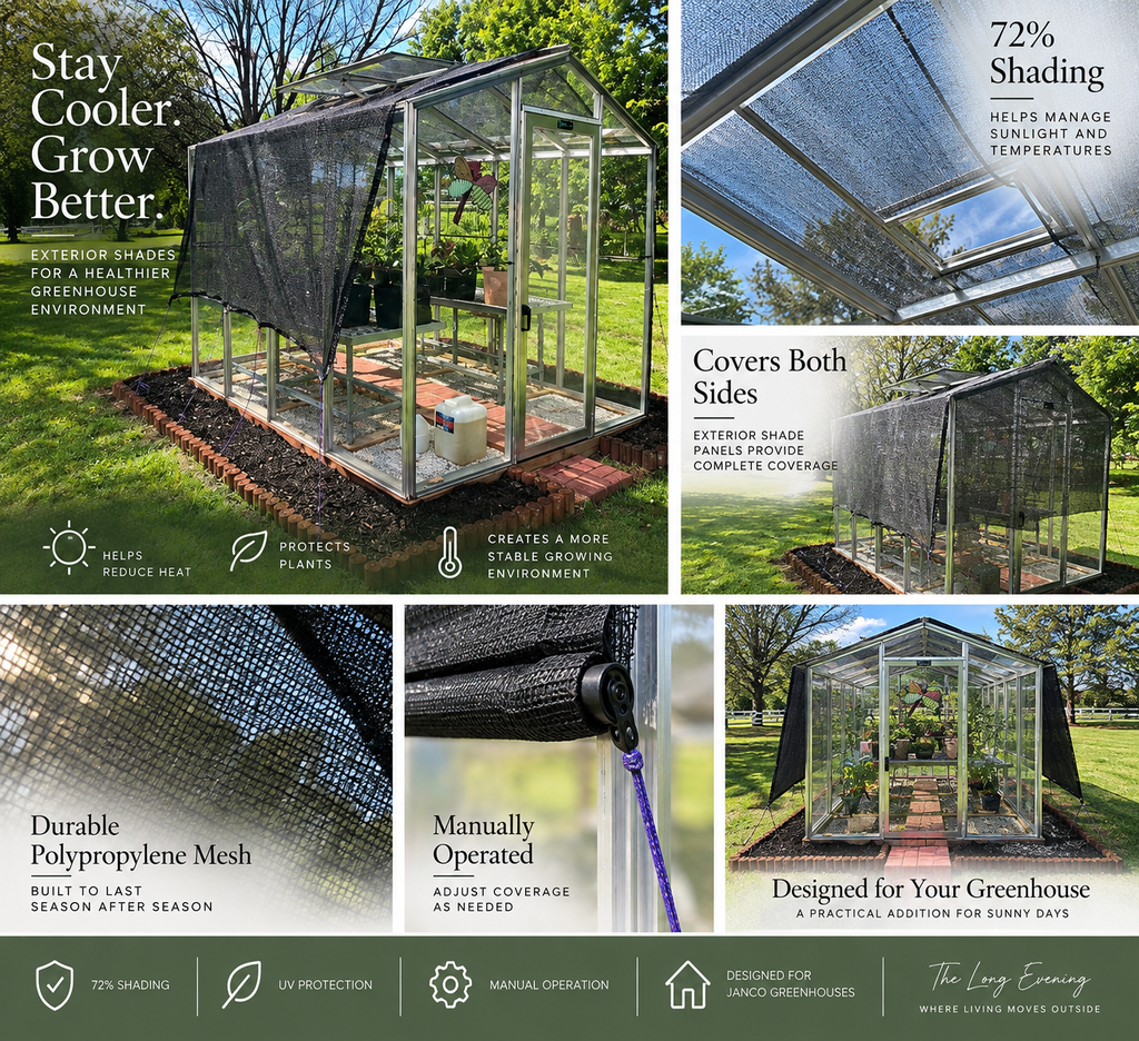 Polypropylene Exterior Shades for both sides of the Greenhouse