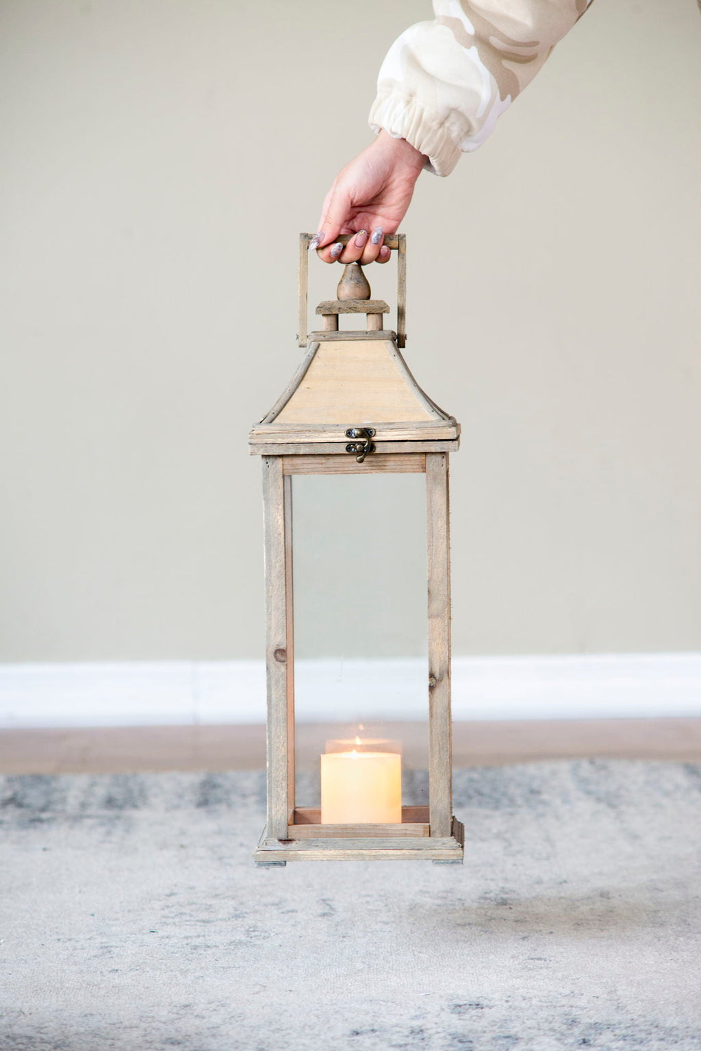 Ivory wood candle lantern set - product view 7