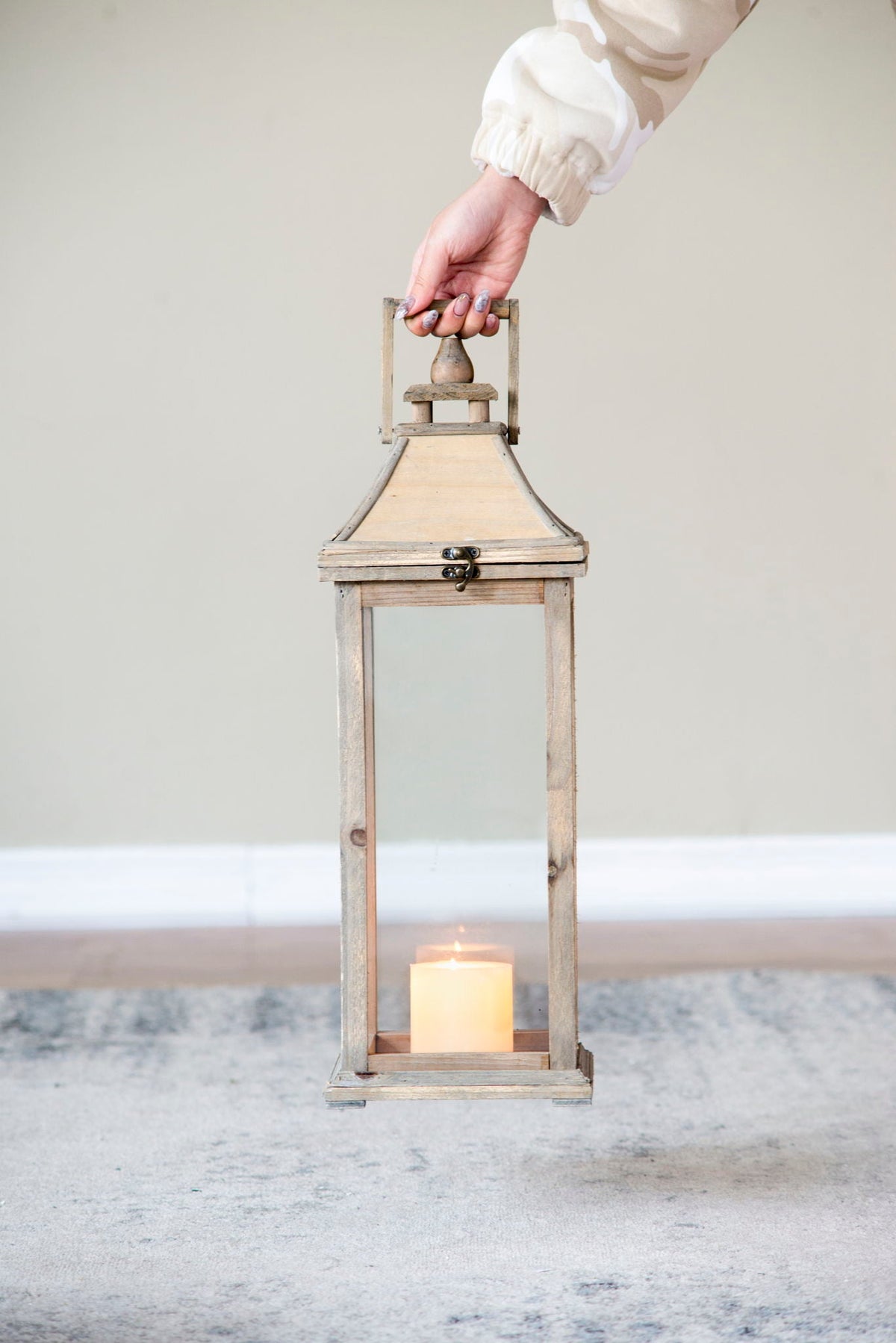Ivory wood candle lantern set - product view 7