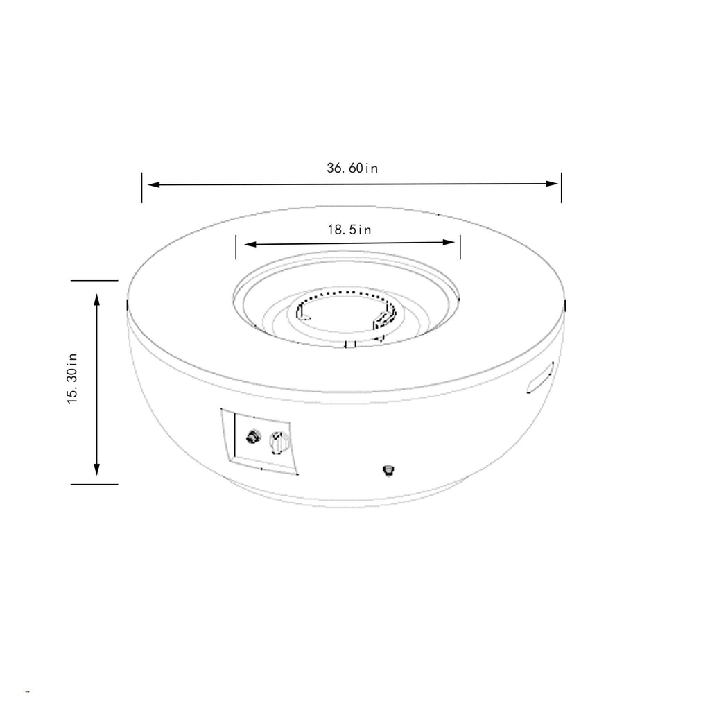 36-Inch Propane Gas Fire Pit Table – Grey Steel