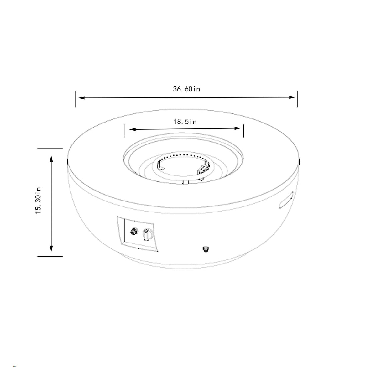 36-Inch Propane Gas Fire Pit Table – Grey Steel