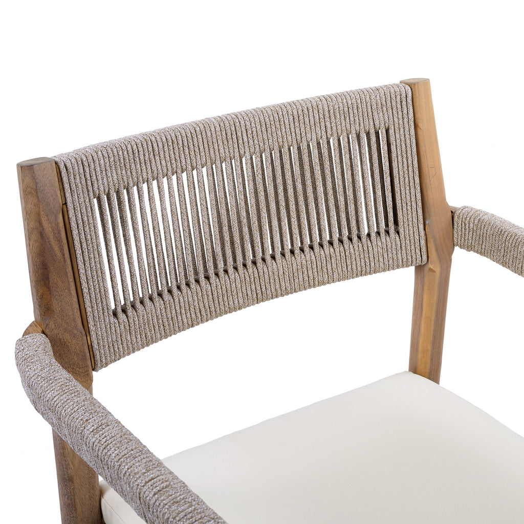 Acacia & Woven Rope Outdoor Dining Chairs – Set of 2