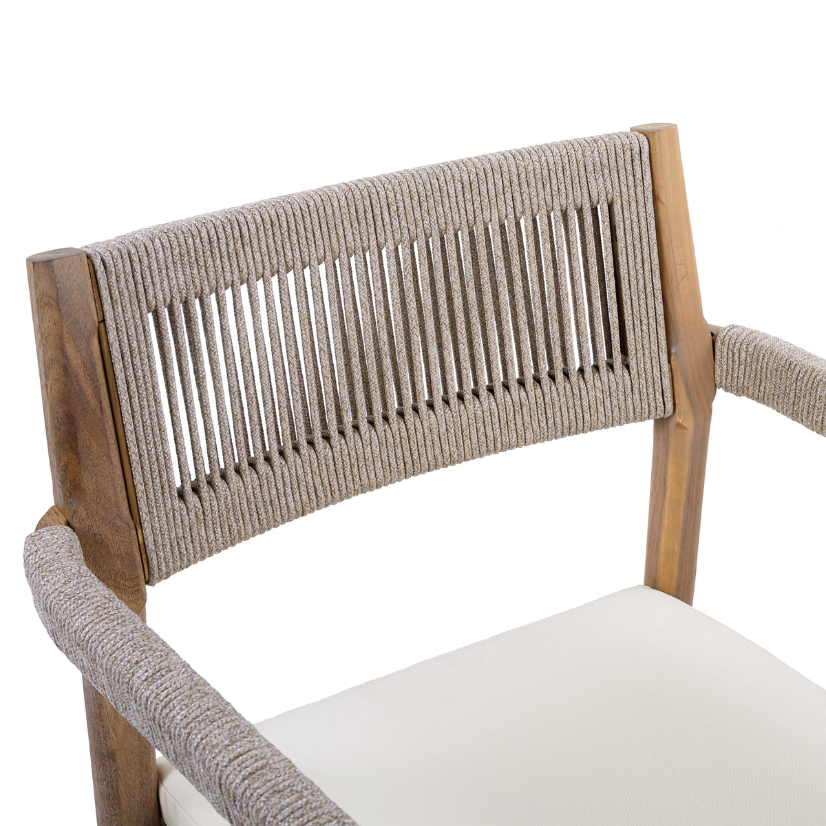 Acacia & Woven Rope Outdoor Dining Chairs – Set of 2