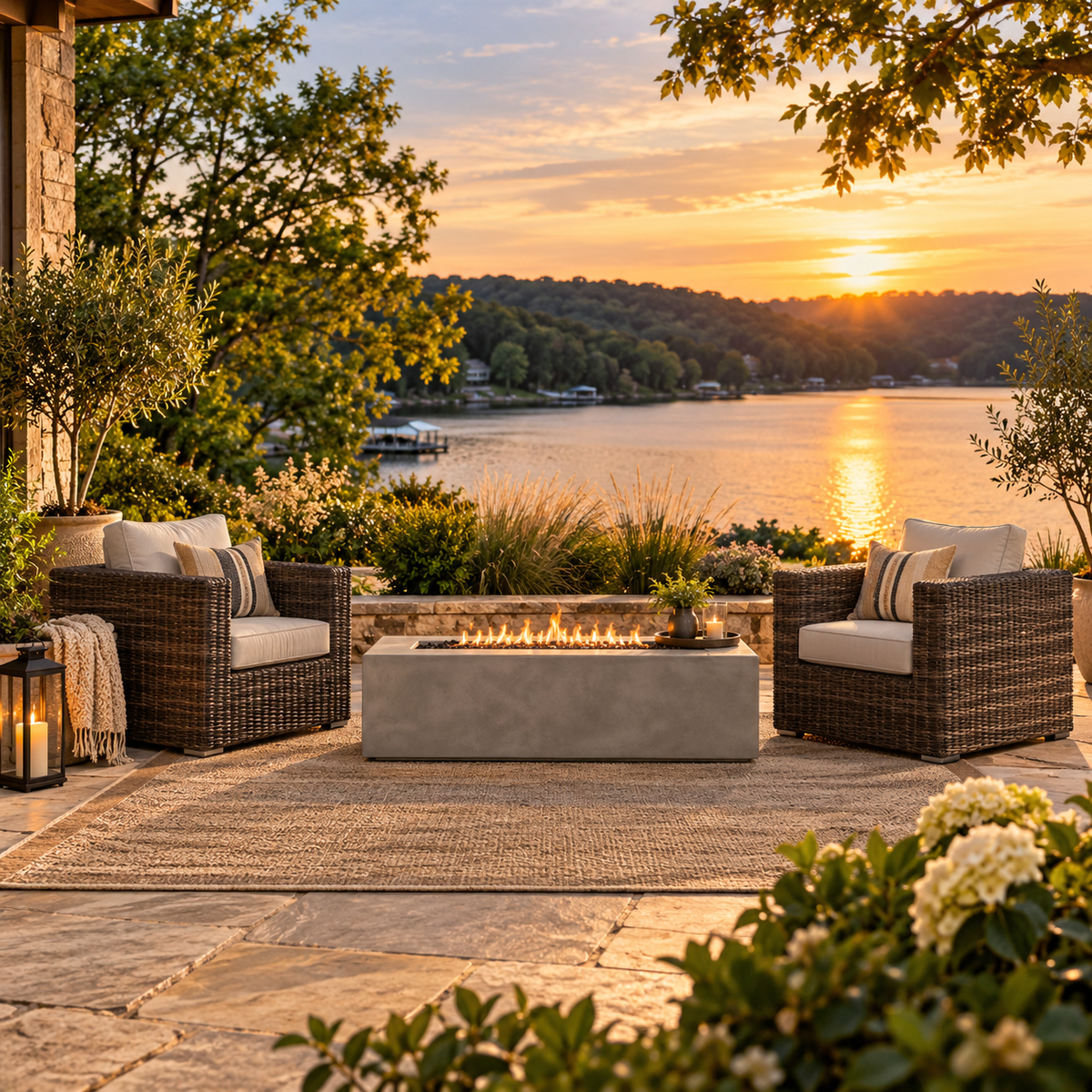 3-Piece Wicker Fire Pit Conversation Set