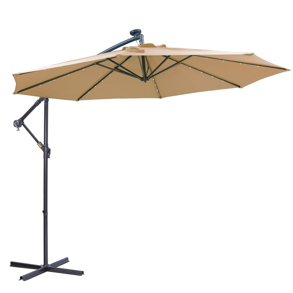 10' Cantilever Patio Umbrella with 32 Solar LED Lights