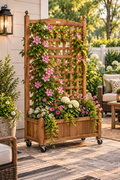 Mobile Wood Raised Garden Bed with Trellis