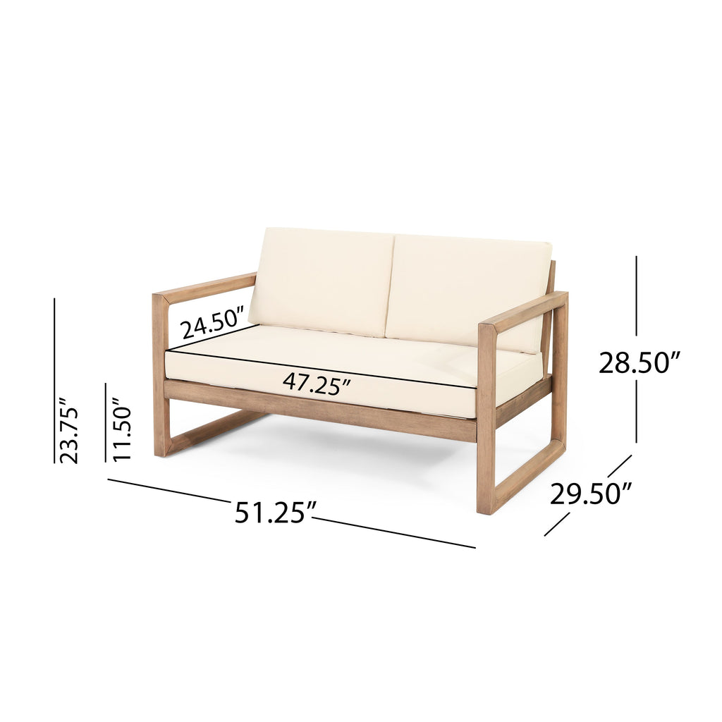 4-Piece Acacia Wood Outdoor Conversation Set