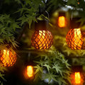 GIGALUMI Solar Hanging Lanterns with Flickering Flame – Set of 8