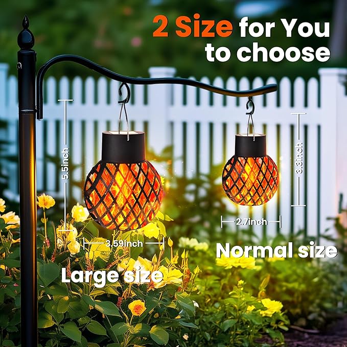 GIGALUMI Solar Hanging Lanterns with Flickering Flame – Set of 8