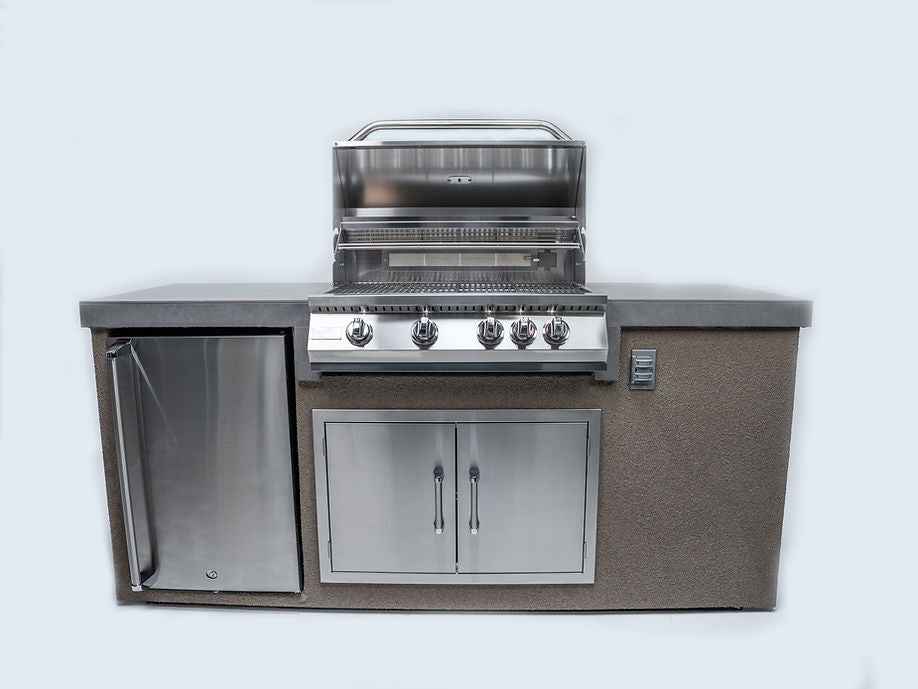 KoKoMo 7' Outdoor Kitchen Island with 32" Grill & Refrigerator