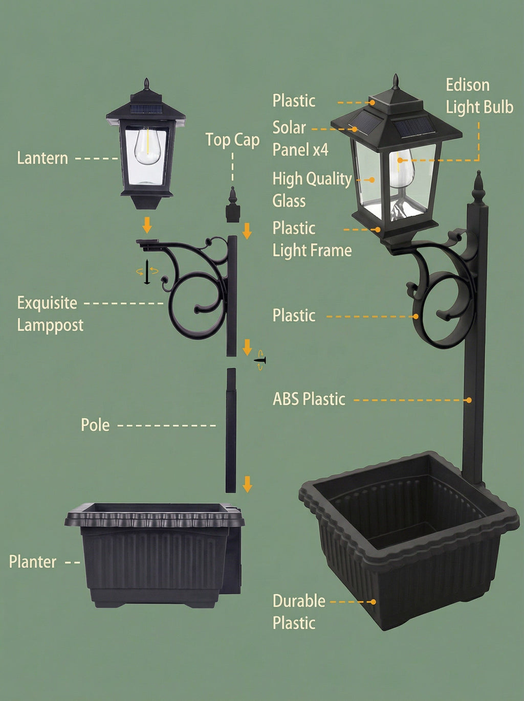 Solar Lamp Post with Planter