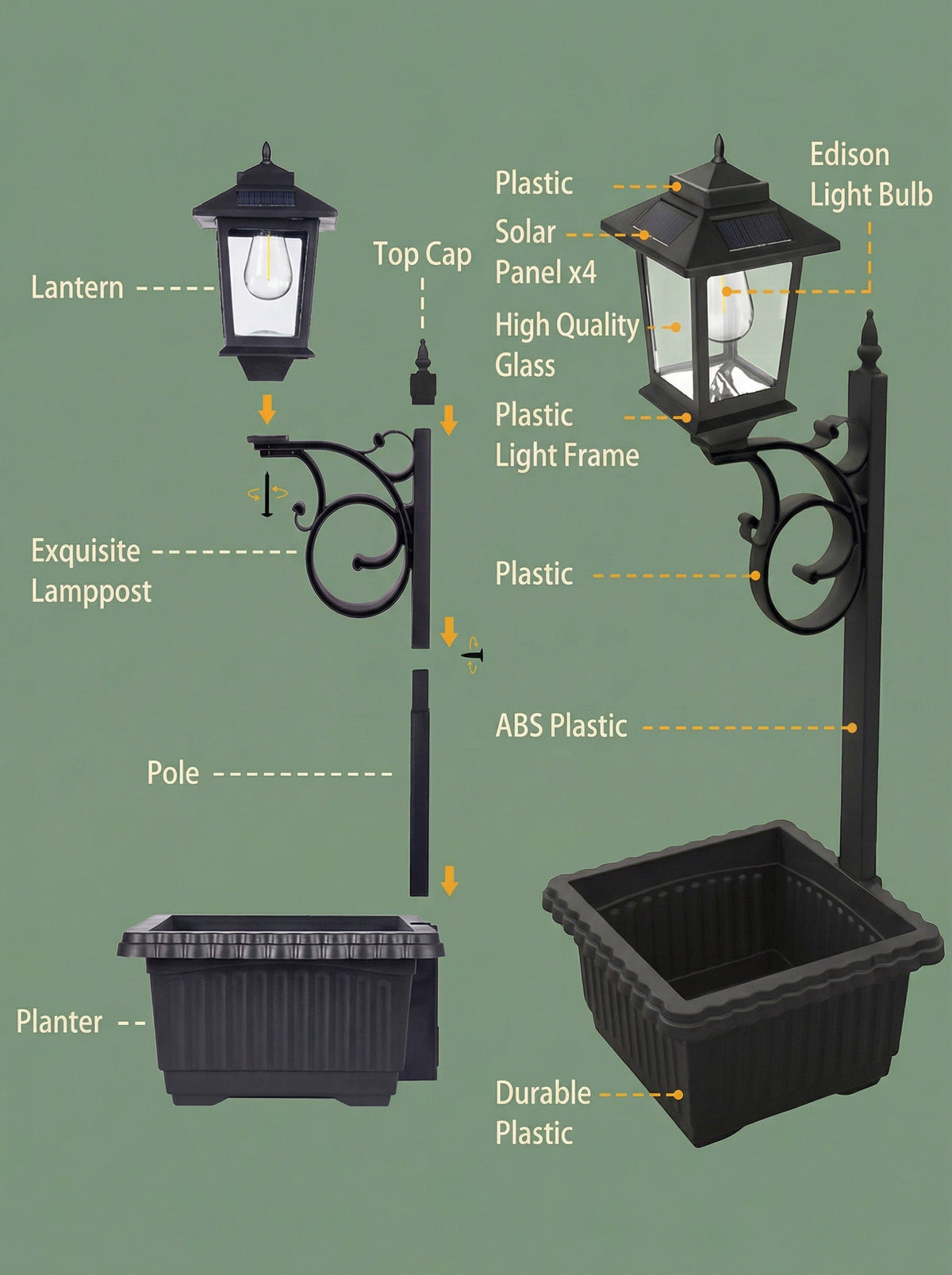 Solar Lamp Post with Planter