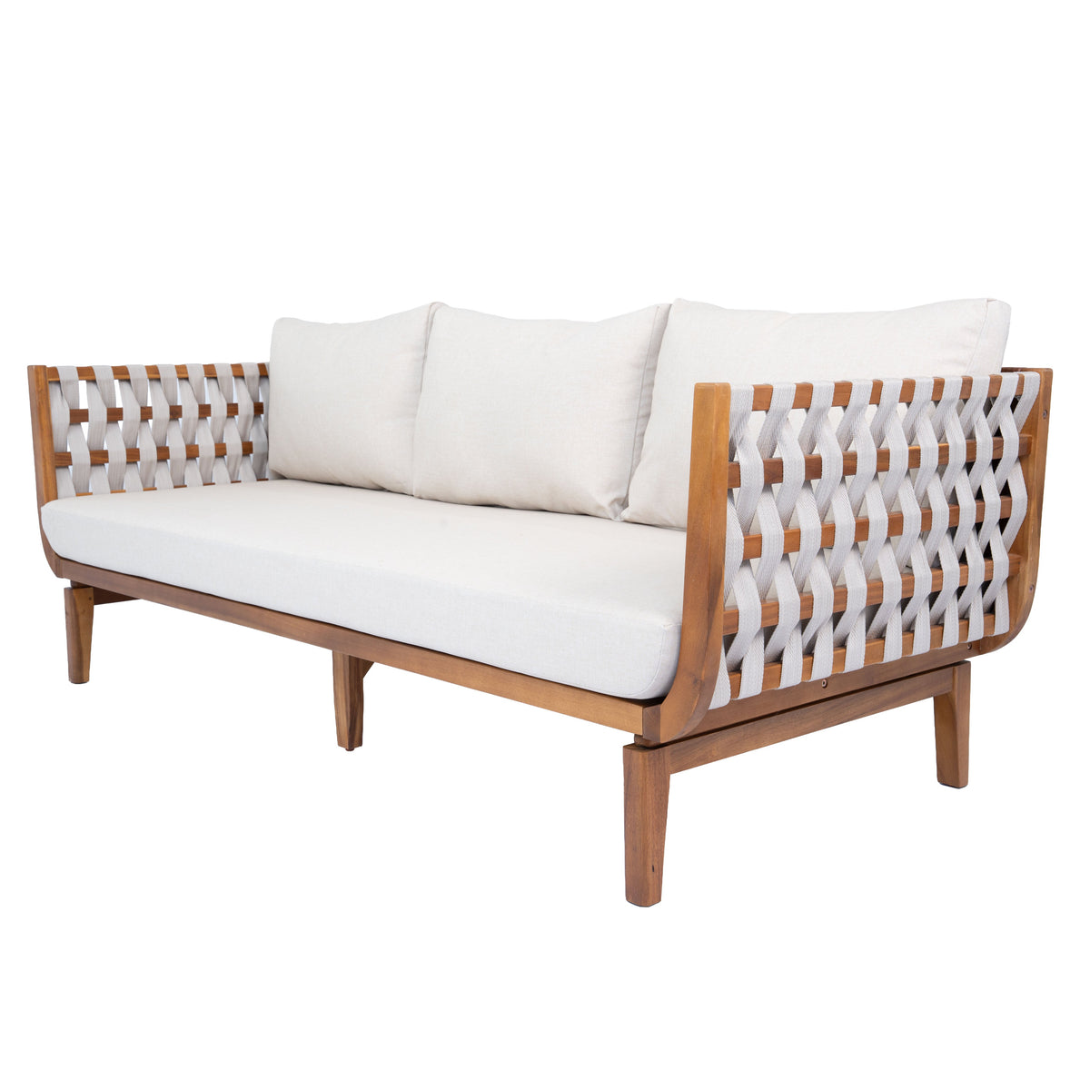 4-Piece Acacia Wood & Rope Patio Set